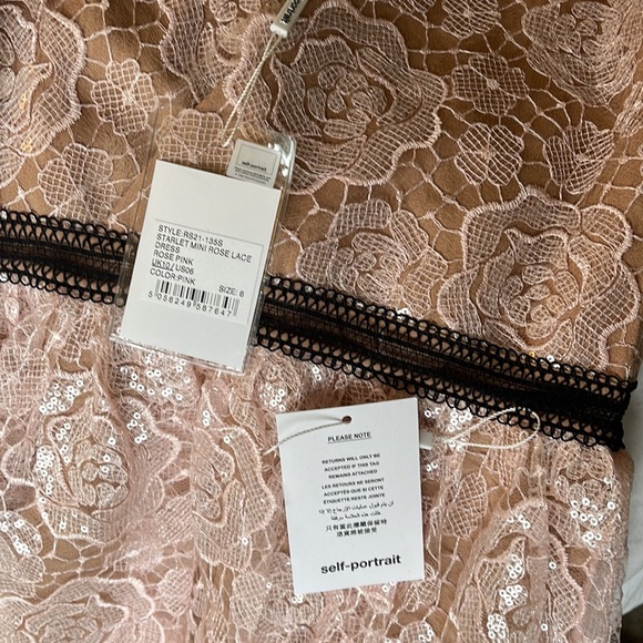 Self Portrait NWT Scarlet Mini Rose Lace Dress - Picture 3 of 3